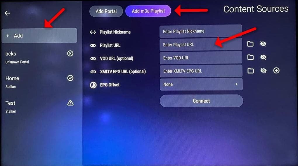Estou a tentar adicionar uma lista de reprodução M3U ao FormulerZ11 através da aplicação MYTV Online 3